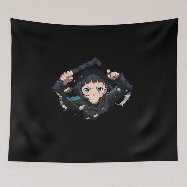 Item preview, Kirigaya Suguha Sword Art Online Anime Girl Peeking Blue Eyes Black Tracksuit designed and sold by TorbenKuhano.