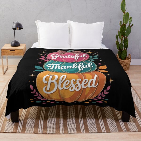 Item preview, Grateful Thankful Blessed Pumpkin Thanksgiving Autumn Fall designed and sold by HellD3vil-Art.