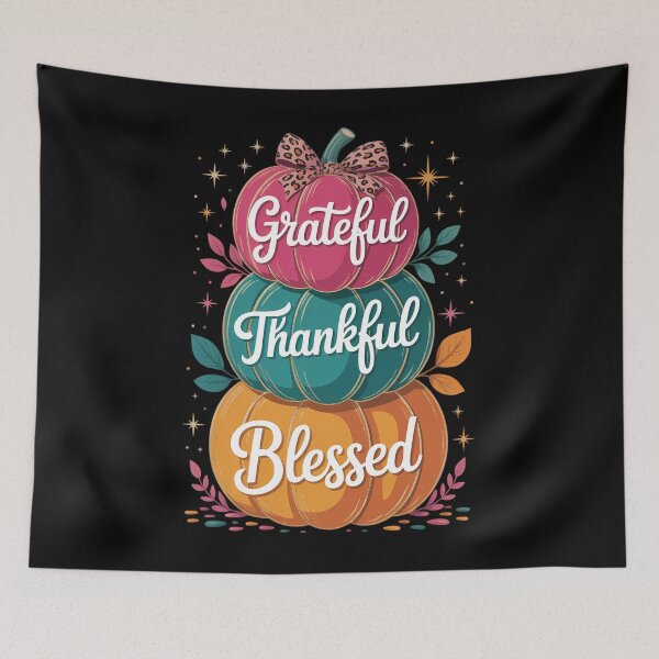 Item preview, Grateful Thankful Blessed Pumpkin Thanksgiving Autumn Fall designed and sold by HellD3vil-Art.
