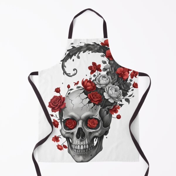 Item preview, Anatomical Bloom: Gothic Skull with Selective Red Roses designed and sold by MobMarketdesign.