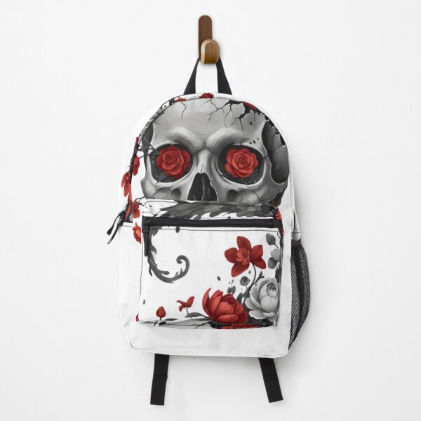 Item preview, Anatomical Bloom: Gothic Skull with Selective Red Roses designed and sold by MobMarketdesign.