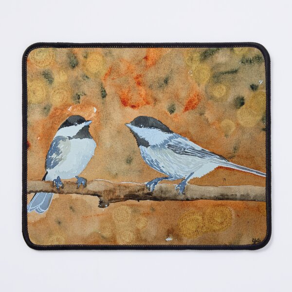 Item preview, Black-Capped Chickadee Pair in Autumn designed and sold by YaelSelaArt.