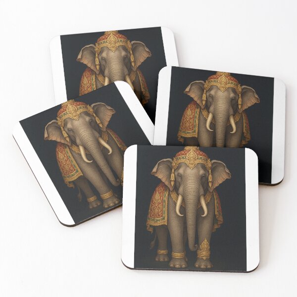 Item preview, Majestic Thai Royal Elephant - Intricate Gold and Crimson Regalia designed and sold by weerayar.