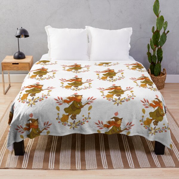 Item preview, Cozy Witch Flying with Fall Blooms designed and sold by Nacho Average Designs.