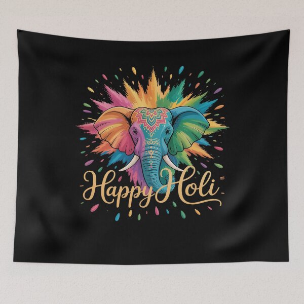 Item preview, Happy Holi Festival India Colors Elephant Hindu Spring 2025 designed and sold by AmparoBoyle.