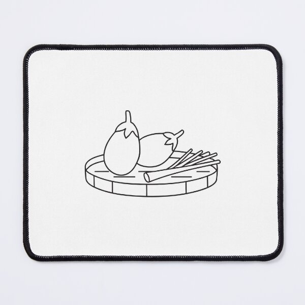 Item preview, A Thai eggplant beside lemongrass stalks on a woven tray designed and sold by rasagamastore.