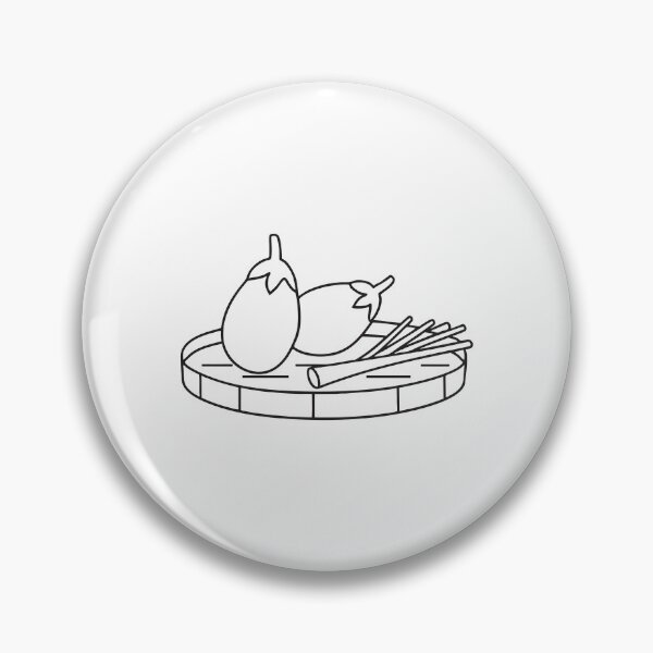 Item preview, A Thai eggplant beside lemongrass stalks on a woven tray designed and sold by rasagamastore.