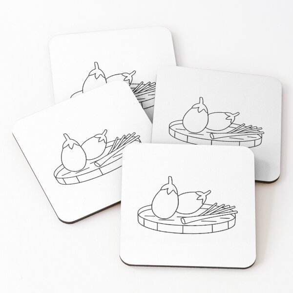 Item preview, A Thai eggplant beside lemongrass stalks on a woven tray designed and sold by rasagamastore.