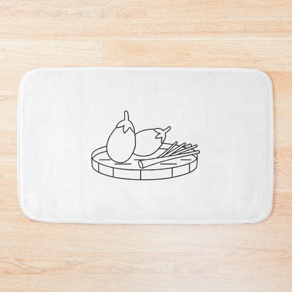 Item preview, A Thai eggplant beside lemongrass stalks on a woven tray designed and sold by rasagamastore.