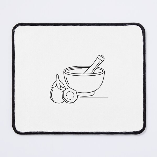 Item preview, A Thai eggplant placed beside mortar and pestle on the counter designed and sold by rasagamastore.