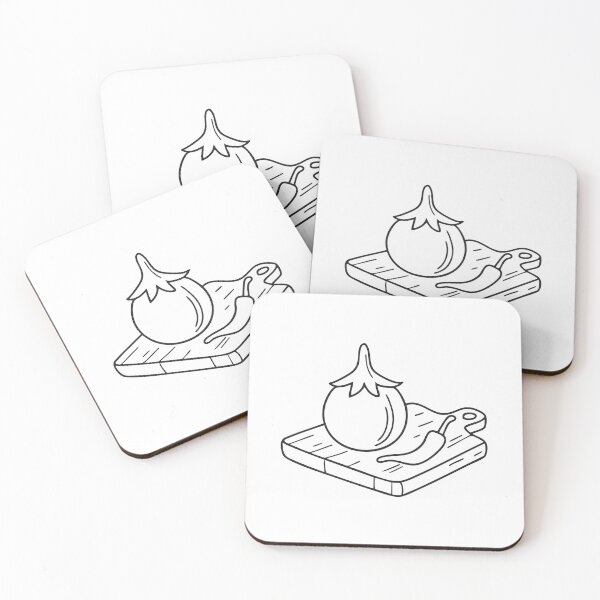 Item preview, A Thai eggplant resting beside sliced chili on a cutting board designed and sold by rasagamastore.