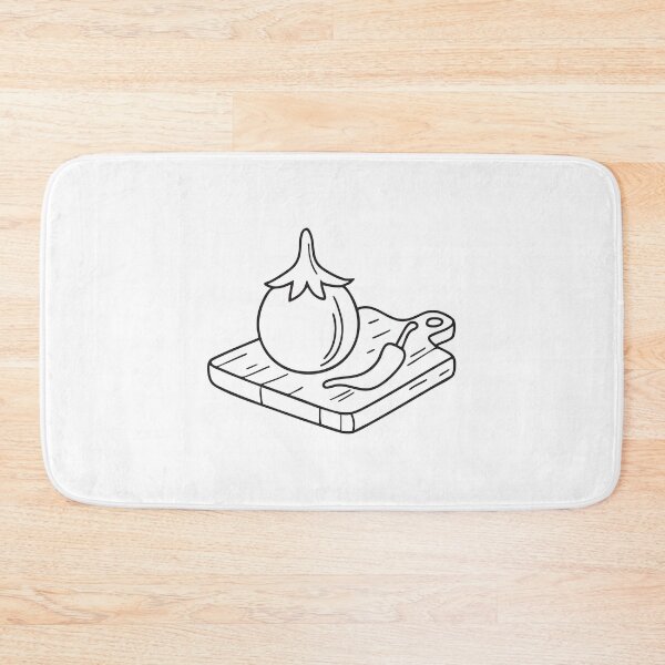 Item preview, A Thai eggplant resting beside sliced chili on a cutting board designed and sold by rasagamastore.