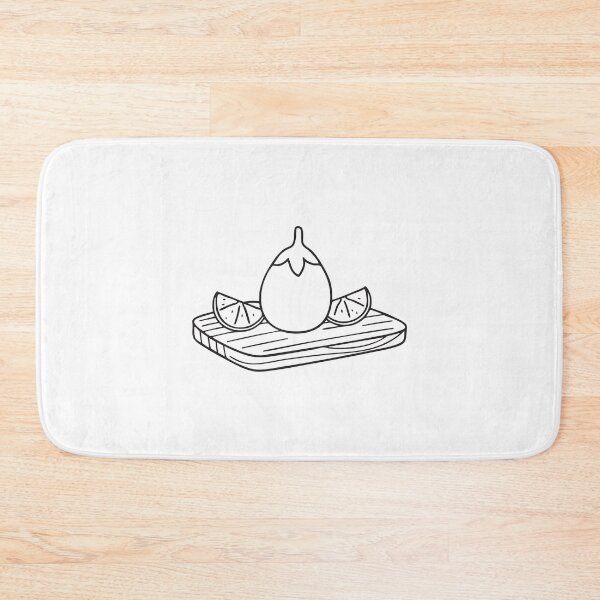Item preview, A Thai eggplant resting near lime wedges on a wooden tray designed and sold by rasagamastore.