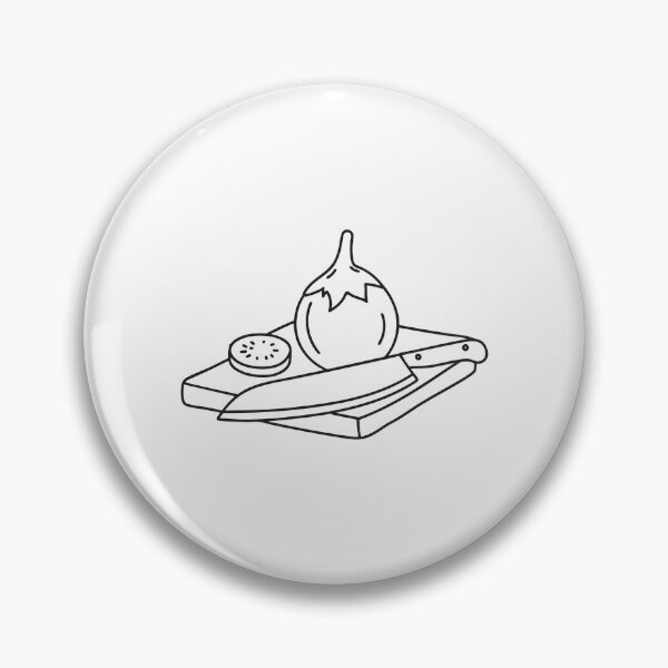 Item preview, A Thai eggplant rolling near a chopping knife on the table designed and sold by rasagamastore.