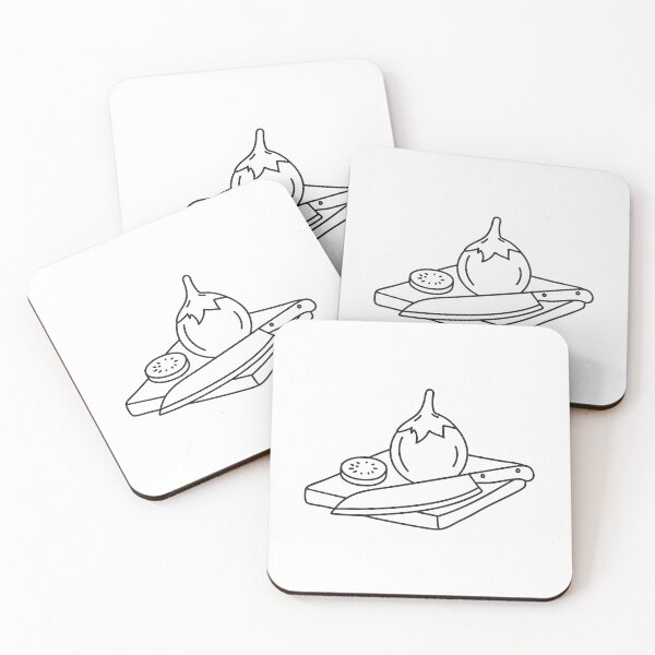 Item preview, A Thai eggplant rolling near a chopping knife on the table designed and sold by rasagamastore.