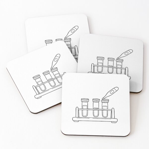 Item preview, A thermometer clipped beside test tubes on a metal tray designed and sold by rasagamastore.