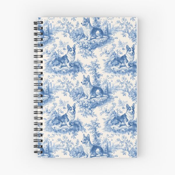 Item preview, Blue and White Corgi Toile Pattern French Country Dog Design designed and sold by Random Candy Studio.