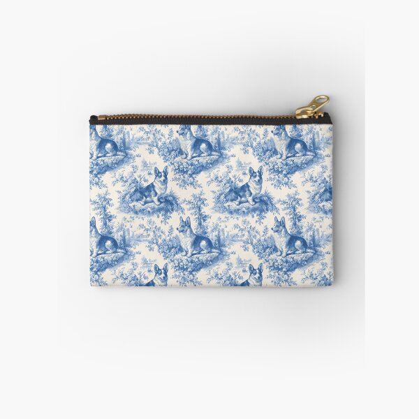 Item preview, Blue and White Corgi Toile Pattern French Country Dog Design designed and sold by Random Candy Studio.