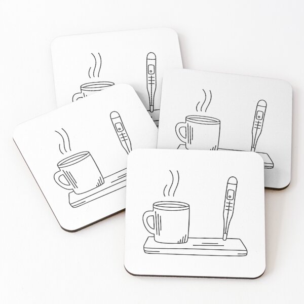 Item preview, A thermometer placed near a mug on a sickbed table designed and sold by rasagamastore.