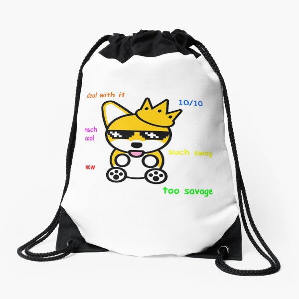 Comic Sans Corgi Shiba Inu Doge Meme Dog Drawstring Bag By Jayrauler Redbubble - doge cat in a bag roblox