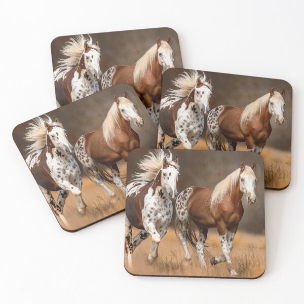 Item preview, Two Paint Horses running in a field designed and sold by CritterWisdom.