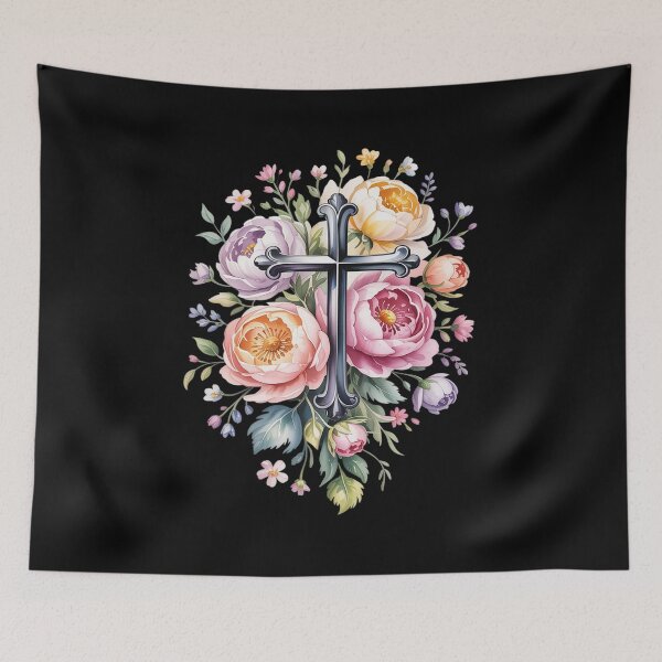 Item preview, Floral Cross Faith Christian Inspirational Easter Spring designed and sold by FranzFriesen.