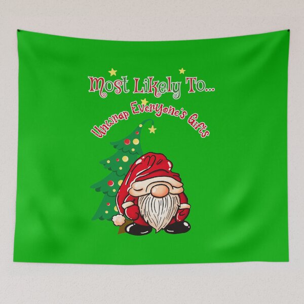 Item preview, "Most Likely To Unwrap Everyone’s Gifts" – Christmas Gnome Tomte Shirt designed and sold by ElleKaye711.