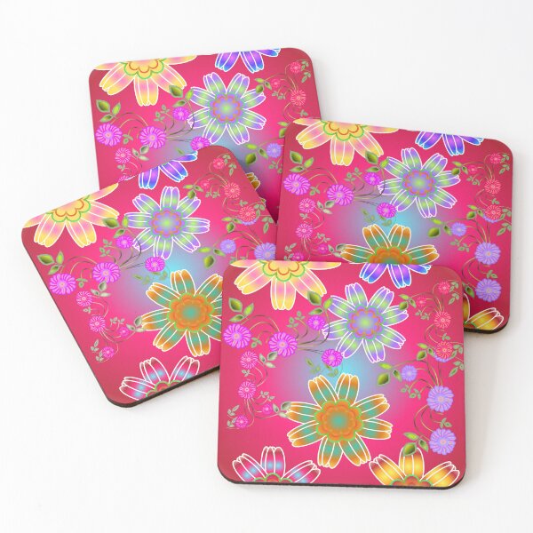 Item preview, Vibrant Abstract Floral Art on Gradient Red Background – Colorful Modern Flower Design designed and sold by HopeAndHustle.