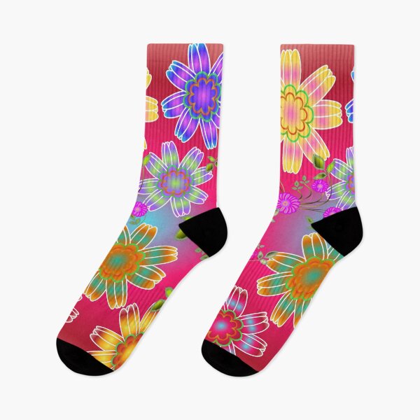 Item preview, Vibrant Abstract Floral Art on Gradient Red Background – Colorful Modern Flower Design designed and sold by HopeAndHustle.