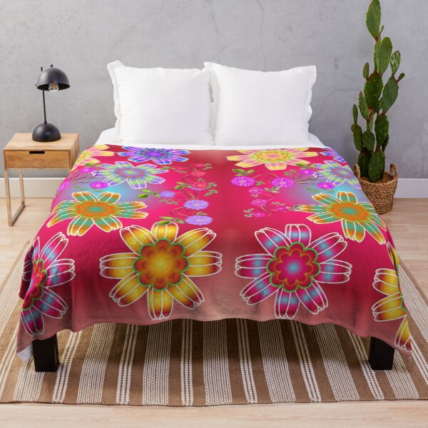 Item preview, Vibrant Abstract Floral Art on Gradient Red Background – Colorful Modern Flower Design designed and sold by HopeAndHustle.