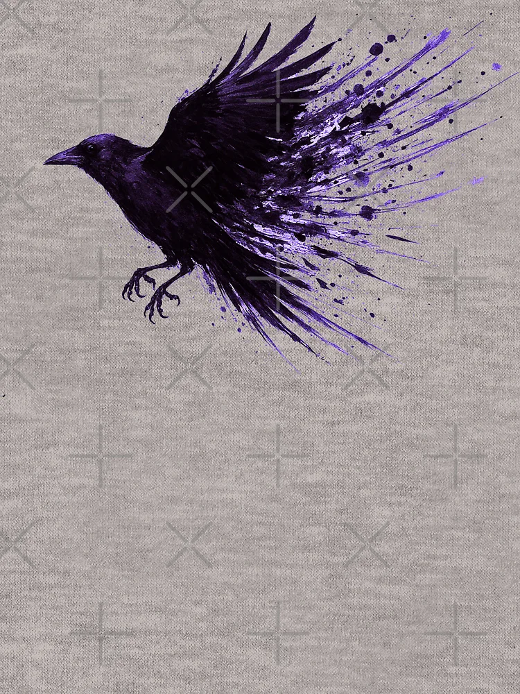 Imagen 6 de 6, Sudadera con capucha y cremallera con la obra Cuervo de Inkflight, diseñada y vendida por Pixel_Riot.
