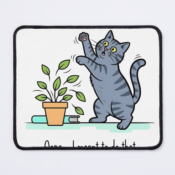 Item preview, Oops… I Meant to Do That – Cartoon Gleeful Tabby Cat Knocked Over Plant designed and sold by Tropical art.
