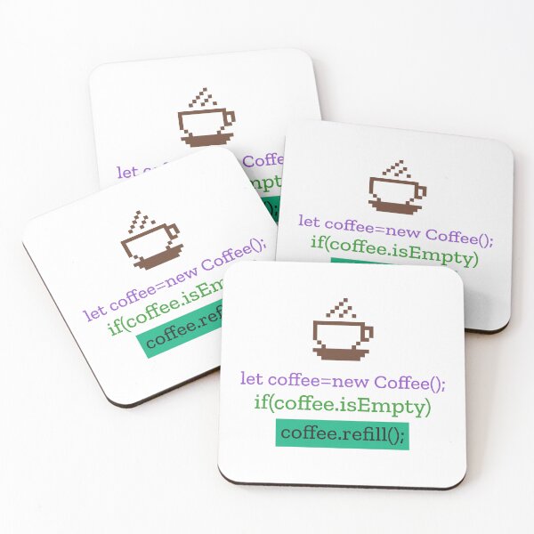 Item preview, let coffee = new Coffee(); if(coffee.isEmpty) coffee.refill(); – 8-Bit Coffee Mug Design for Programmers designed and sold by Ani-24.