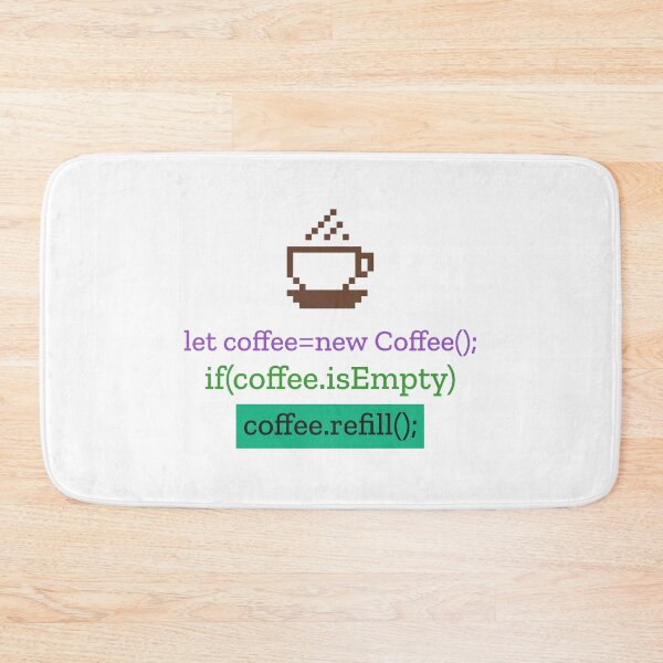 Item preview, let coffee = new Coffee(); if(coffee.isEmpty) coffee.refill(); – 8-Bit Coffee Mug Design for Programmers designed and sold by Ani-24.