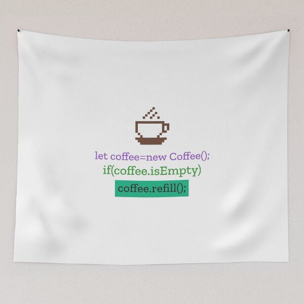 Item preview, let coffee = new Coffee(); if(coffee.isEmpty) coffee.refill(); – 8-Bit Coffee Mug Design for Programmers designed and sold by Ani-24.