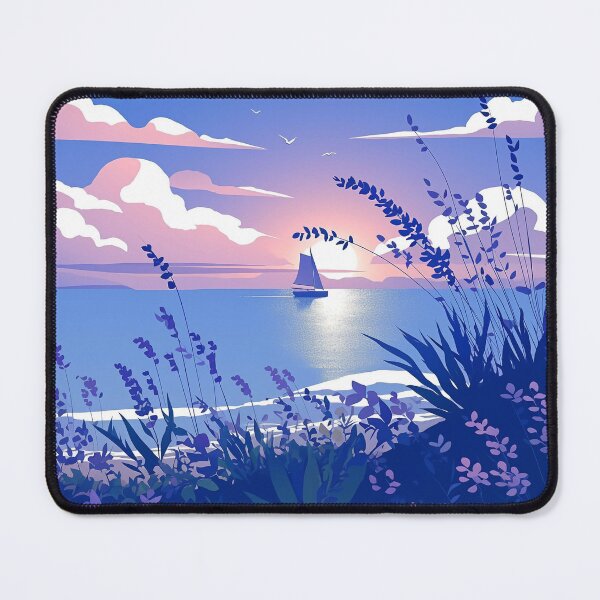 Item preview, Sunset Sailboat Sticker – Peaceful Ocean View with Floral Coast designed and sold by PaintbrushPlace.