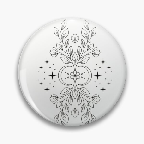Item preview, Mystic Crescent Moon and Floral Line Art designed and sold by Creationpod44.