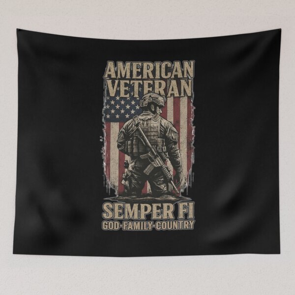 Item preview, American Veteran - Always Faithful God Family Country Flag Design designed and sold by CoffeeNJesus.