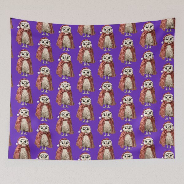 Item preview, vintage owl as Santa Claus, funny Christmas gift designed and sold by Mauswohn.
