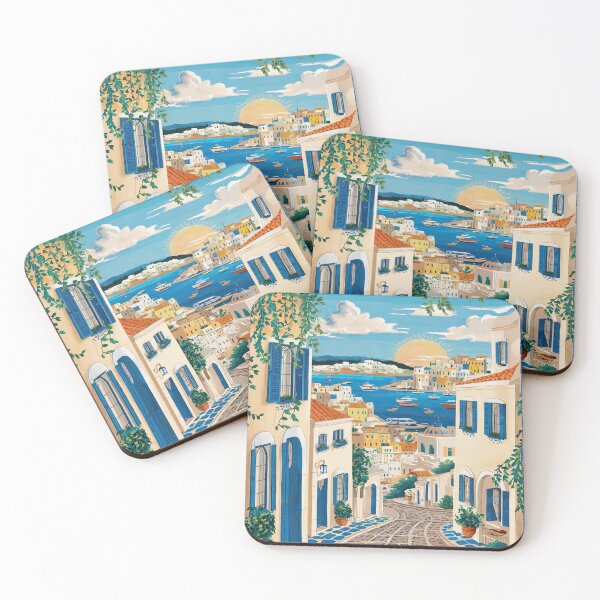 Item preview, Greek City In Toile De Jouy Style designed and sold by Tamas Das.