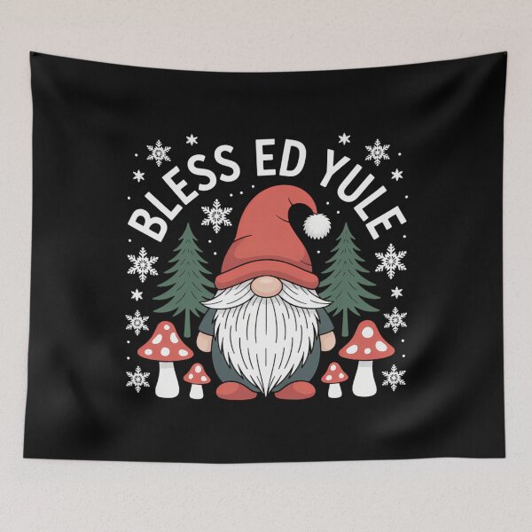 Item preview, Winter Solstice Blessed Yule Pagan Holiday Gnome Mushroom designed and sold by WalshDrawnLaugh.