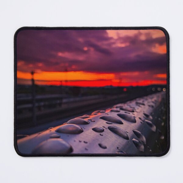 Item preview, Sunset Reflection on Raindrop-Covered Rail designed and sold by Marklate.