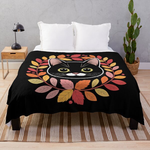 Item preview, Cute Black Cat Pile of Leaves Cute Cats of Fall and Winte designed and sold by WalshDrawnLaugh.