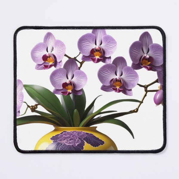 Item preview, Vibrant Violet Orchid in Yellow Chinoiserie Vase designed and sold by Maldives-Art.