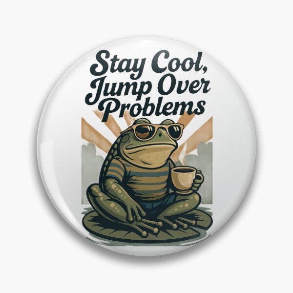 Aperçu de l'œuvre Restez cool, sautez par-dessus les problèmes – Affiche rétro de grenouille créée et vendue par RetroNibylander.