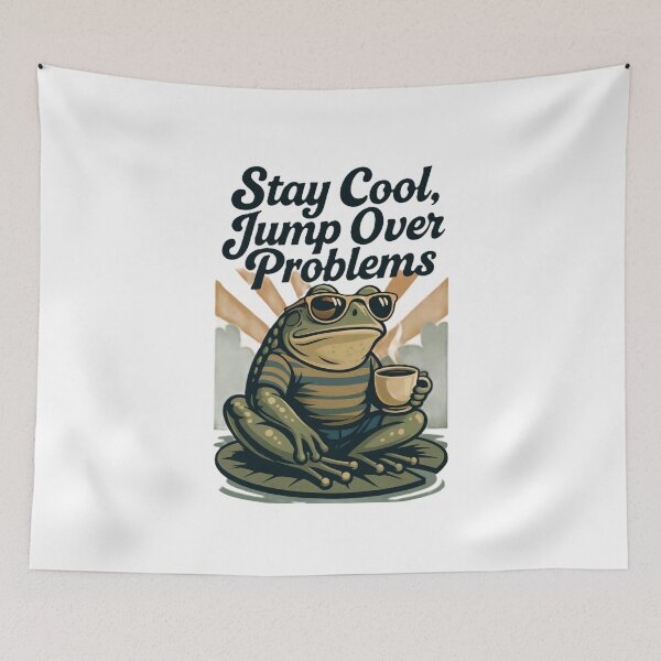 Item preview, Stay Cool, Jump Over Problems – Retro Frog Poster designed and sold by RetroNibylander.