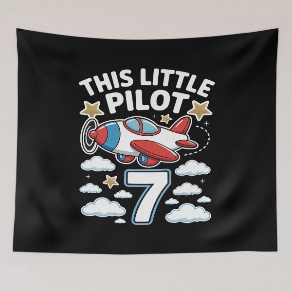 Item preview, This little Pilot is 7 year old Airplane 7th Birthday Boy designed and sold by Idarmotar.