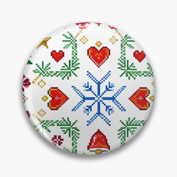 Item preview, Romanian Folk Christmas Embroidery – Colorful Cross-Stitch Holiday Pattern with Bells, Hearts, and Snowflakes designed and sold by Maximilianos.