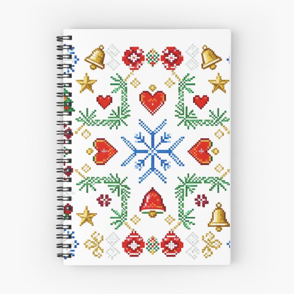 Item preview, Romanian Folk Christmas Embroidery – Colorful Cross-Stitch Holiday Pattern with Bells, Hearts, and Snowflakes designed and sold by Maximilianos.