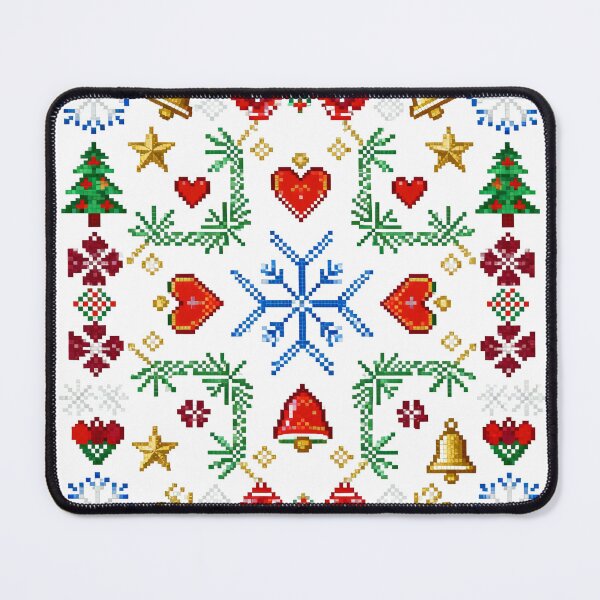 Item preview, Romanian Folk Christmas Embroidery – Colorful Cross-Stitch Holiday Pattern with Bells, Hearts, and Snowflakes designed and sold by Maximilianos.